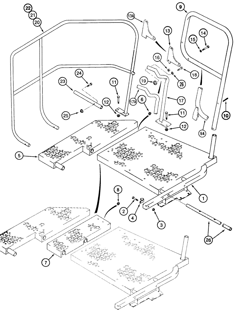 Схема запчастей Case IH 2555 - (09F-16) - PLATFORM AND HANDRAILS (12) - CHASSIS
