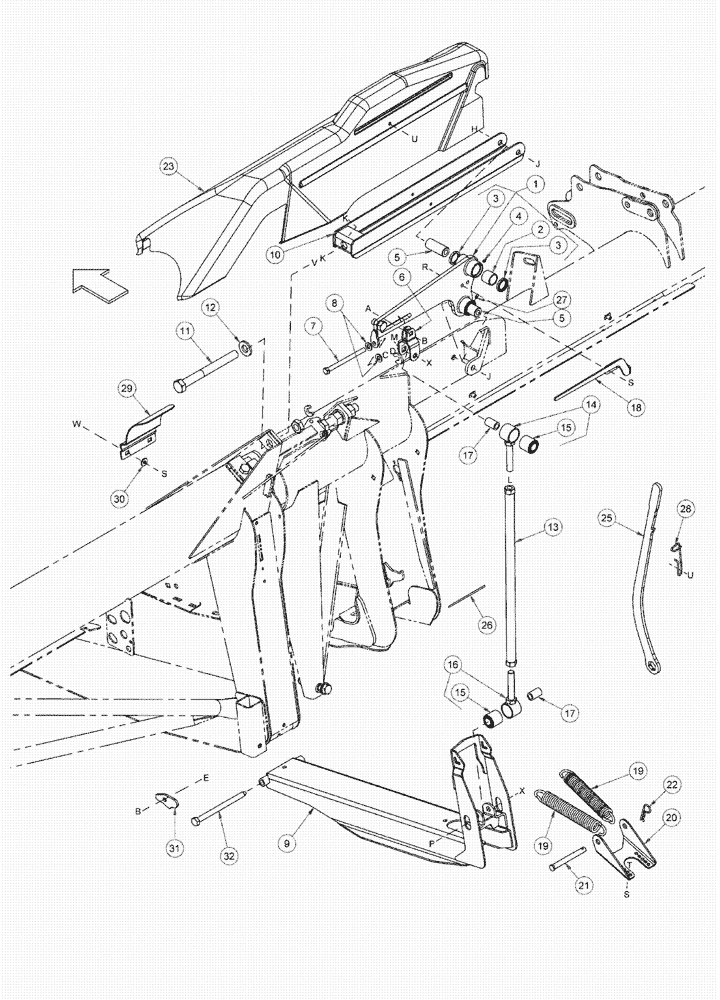 Схема запчастей Case IH 2142 - (09-03A) - WING BALANCE LINKAGE - 2162, ASN Y9ZN11201 