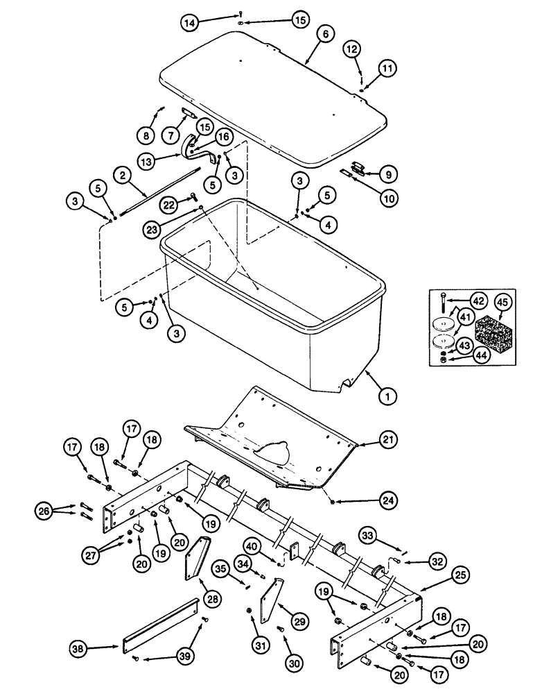 Схема запчастей Case IH 1200 - (L.40.A[07]) - DRY FERTILIZER HOPPER AND MOUNTING, 8 ROW RIGID TRAILING L - Field Processing