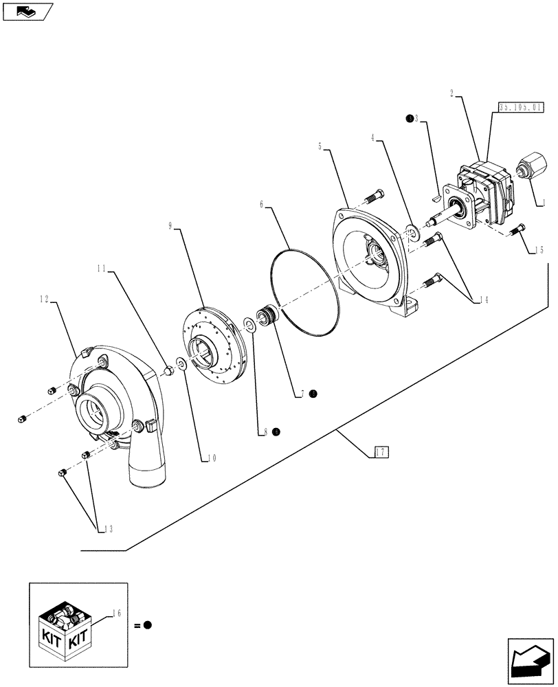 Схема запчастей Case IH 920 - (35.105.02) - LIQUID FERTILIZER PUMP HOUSING (35) - HYDRAULIC SYSTEMS