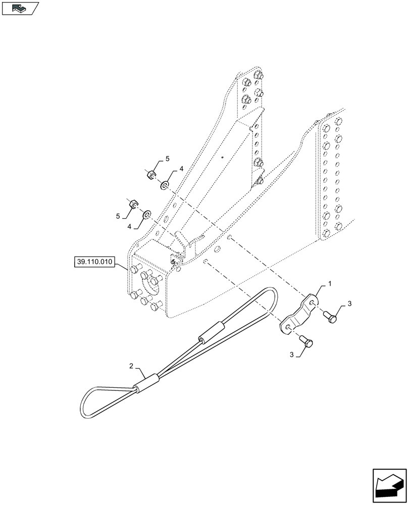 Схема запчастей Case IH LB324P - (39.110.030) - SAFETY CABLE (39) - FRAMES AND BALLASTING