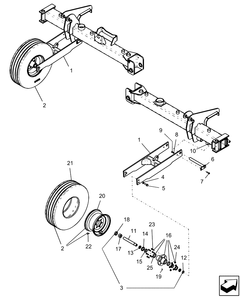 Схема запчастей Case IH 1250 - (44.100.06) - WHEEL, STANDARD WING - 12 ROW (44) - WHEELS