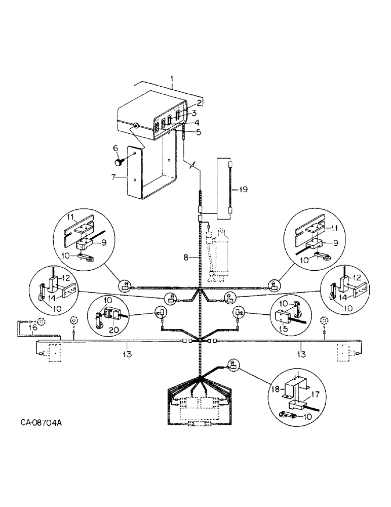 Схема запчастей Case IH 800 - (05-60) - WHEELS, PLANTER CONTROL ELECTRICAL CIRCUITRY, FOR WHEELS AND HORIZONTAL FOLD UNITS W, X AND Y (06) - POWER TRAIN