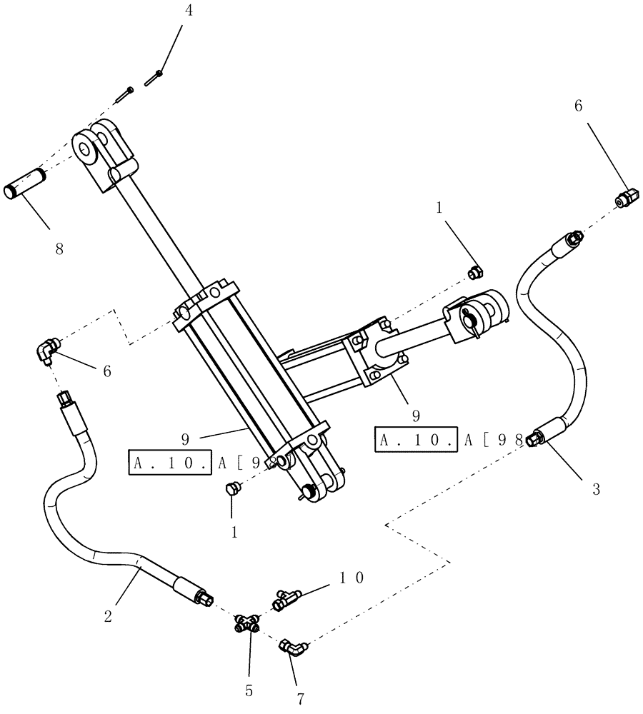 Схема запчастей Case IH 1200 - (A.10.A[41]) - HYDRAULIC CIRCUIT - GULL WING ATTACHMENT, WITH ASSIST WHEELS, 16 ROW MOUNTED STACKER A - Distribution Systems