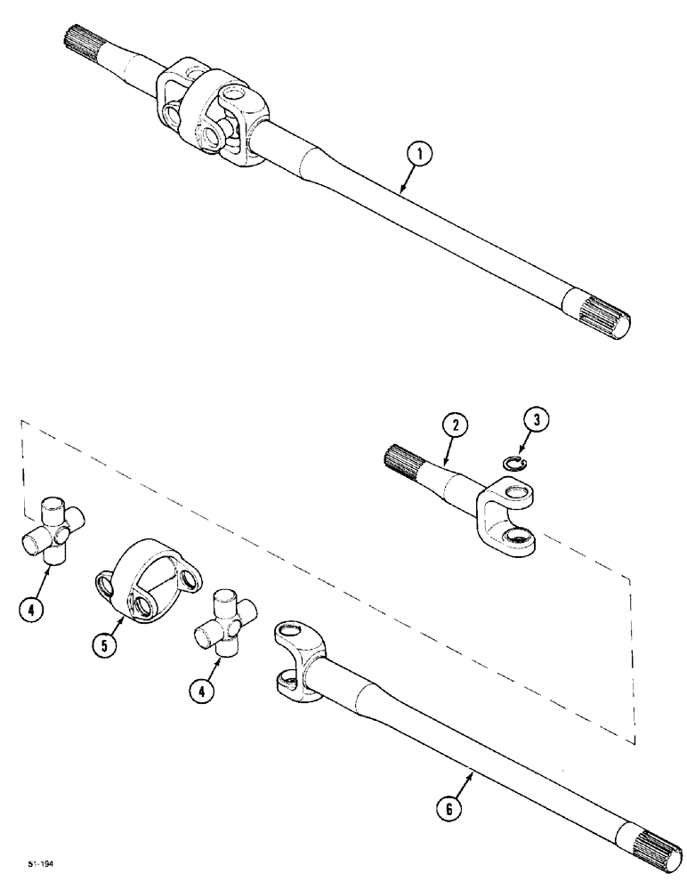 Схема запчастей Case IH 5150 - (5-58) - DRIVE SHAFT, MFD (05) - STEERING