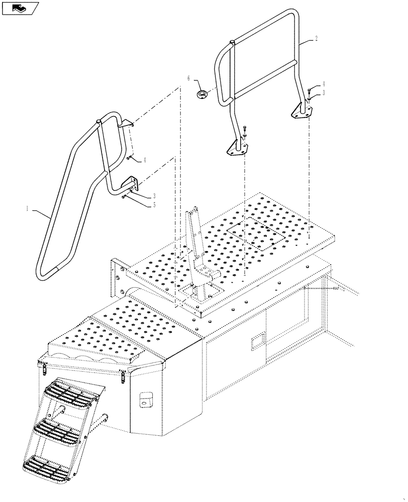 Схема запчастей Case IH TITAN 3530 - (90.118.09) - HANDRAIL, USED WITH 610 LIQUID SYSTEM (90) - PLATFORM, CAB, BODYWORK AND DECALS