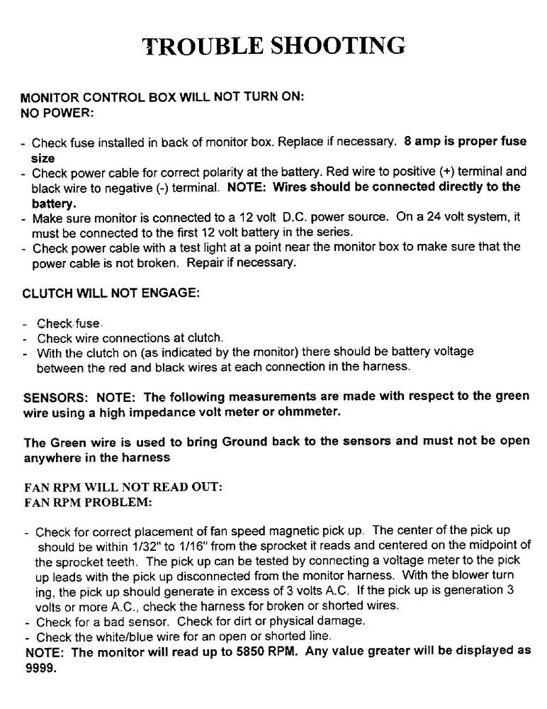 Схема запчастей Case IH 2400 - (C27) - TROUBLE SHOOTING 