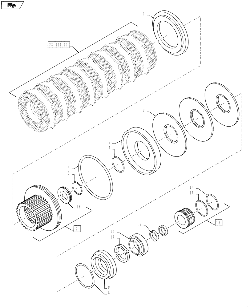 Схема запчастей Case IH PUMA 145 - (23.304.02) - 4WD ENGAGEMENT CLUTCH CONTROL - SPLINED HUB AND RELATED PARTS (23) - FOUR WHEEL DRIVE SYSTEM