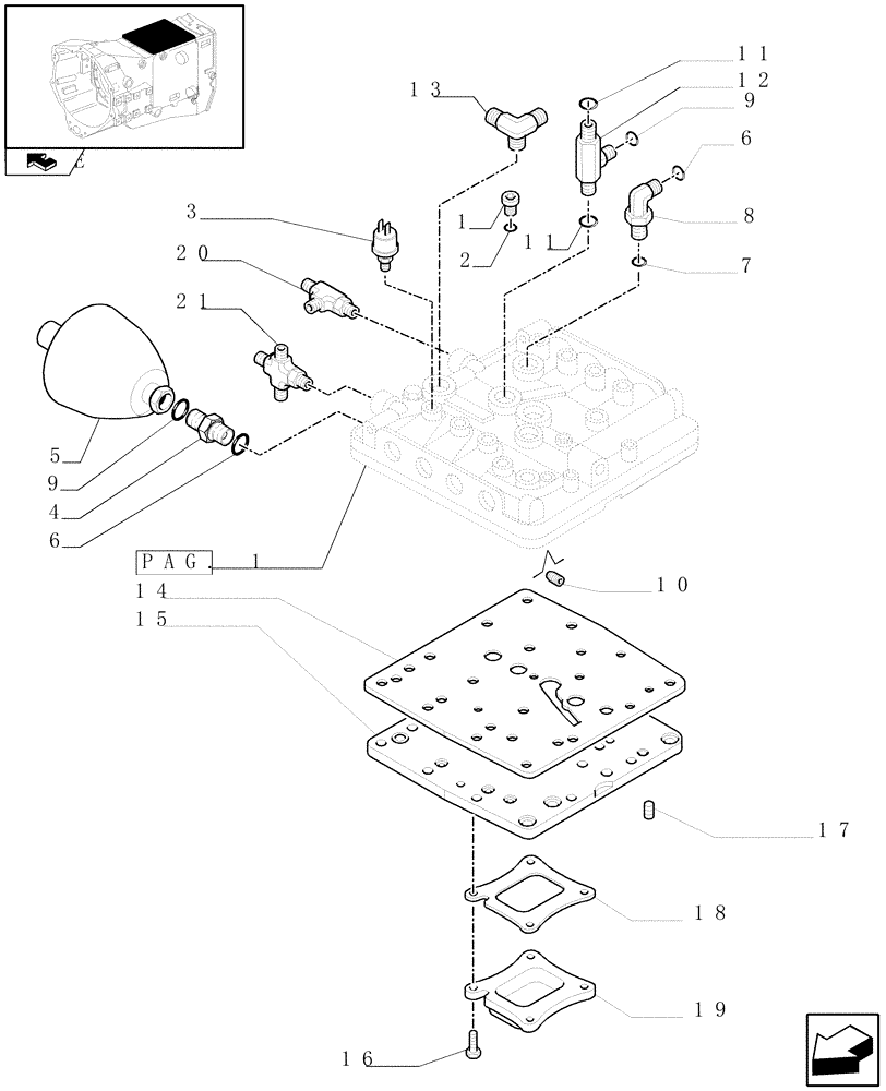 Схема запчастей Case IH PUMA 125 - (1.32.2/01[02]) - FULL POWER-SHIFT TRANS. 18X6 AND 17X6 - CENTRAL REDUCT.GEAR CTRL (VAR.330285) (03) - TRANSMISSION