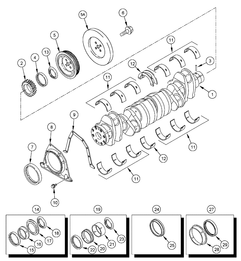 Схема запчастей Case IH FLX3010 - (02-057) - CRANKSHAFT, FLX 3010 (01) - ENGINE