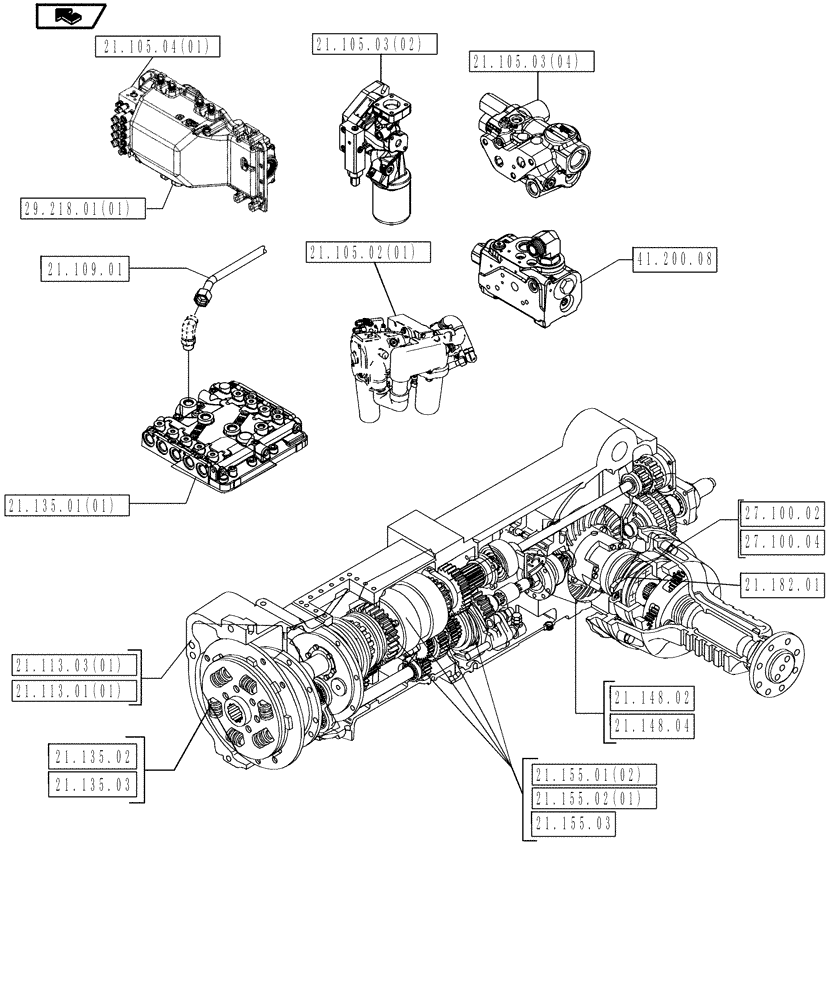 Схема запчастей Case IH MAGNUM 190 - (00.000.21) - PICTORIAL INDEX - TRANSMISSION (00) - GENERAL & PICTORIAL INDEX