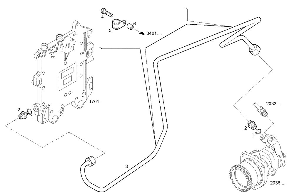 Схема запчастей Case IH F3BE0684J E902 - (2031.016) - FUEL LINES - INLET TO FUEL PUMP 