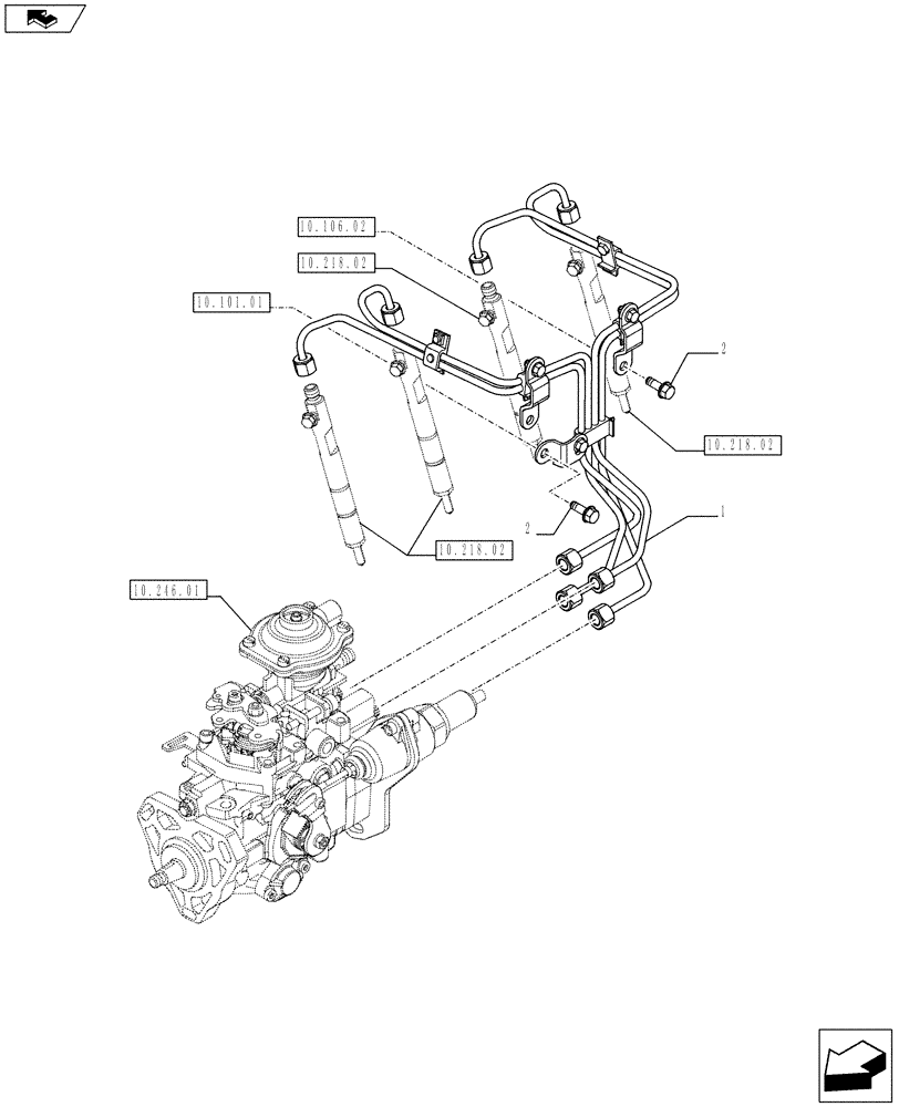 Схема запчастей Case IH F5AE9454K A002 - (10.218.03) - INJECTION PIPE (10) - ENGINE