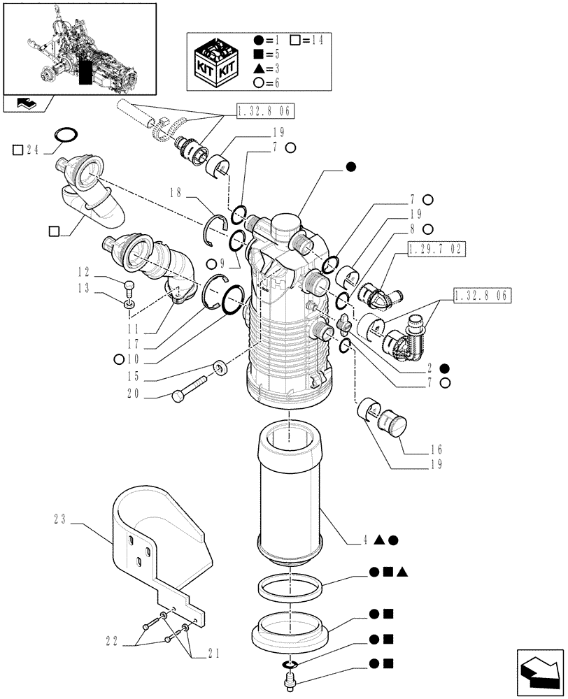 Схема запчастей Case IH PUMA 195 - (1.32.8[07]) - HYDRAULIC PUMP - OIL FILTER (03) - TRANSMISSION