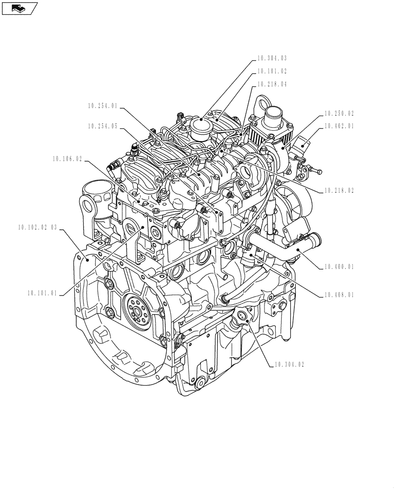 Схема запчастей Case IH F5AE9454K A002 - (10.000.00[03]) - PICTORIAL INDEX - ENGINE (10) - ENGINE