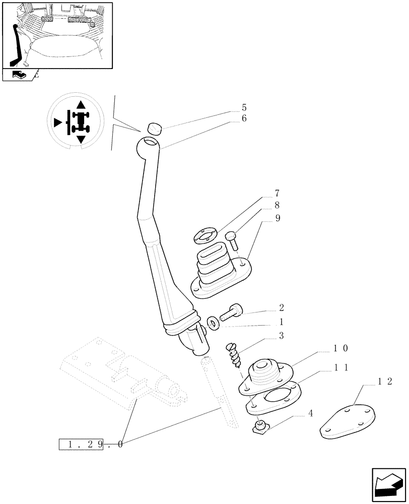 Схема запчастей Case IH FARMALL 85U - (1.96.0) - REVERSER CONTROL LEVER (10) - OPERATORS PLATFORM/CAB