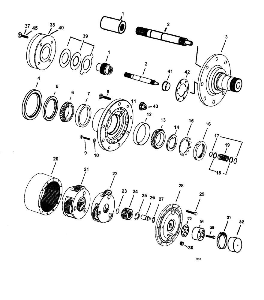 Схема запчастей Case IH SPX3150 - (124) - HUB, WHEEL AND TIRES, HUB ASSEMBLY, MODEL 7, SPX3150 (44) - WHEELS