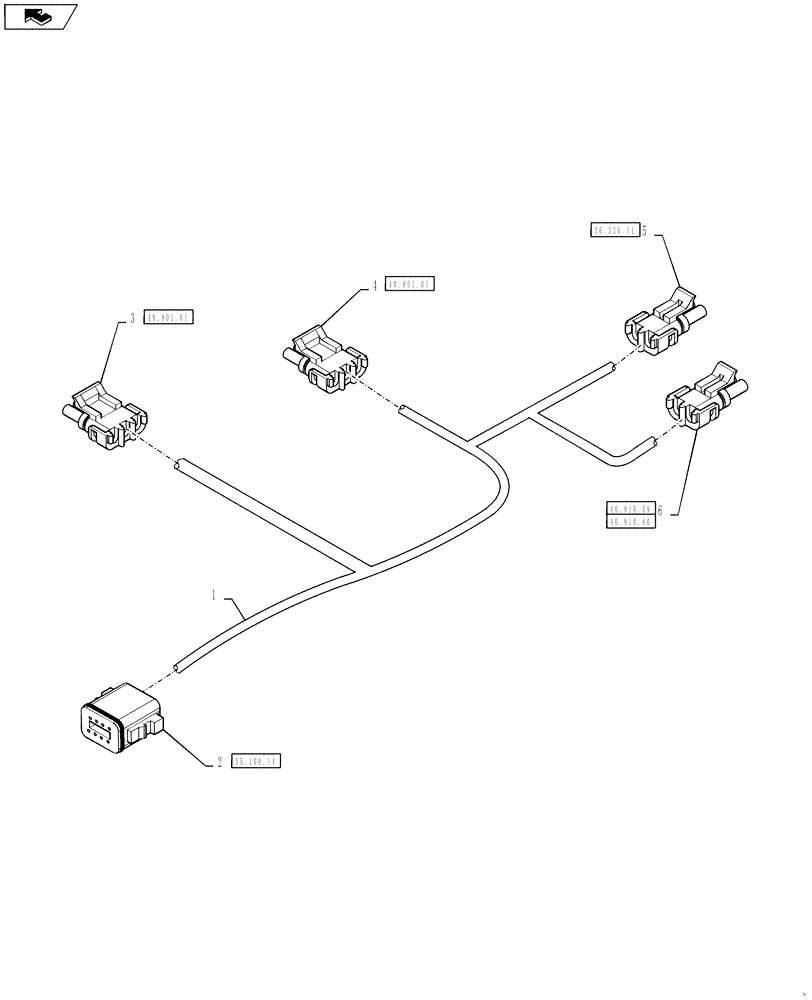Схема запчастей Case IH 4430 - (55.100.23) - 5 SECTION RH BOOM HARNESS (55) - ELECTRICAL SYSTEMS