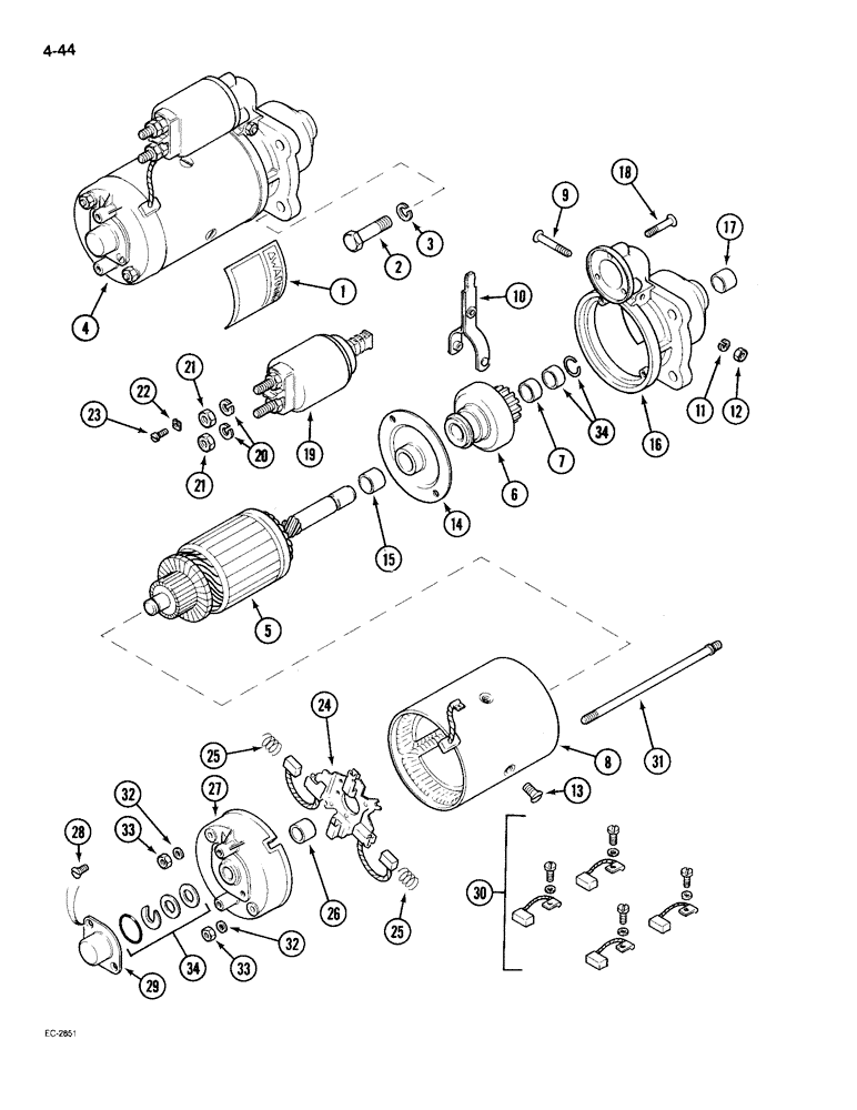 Схема запчастей Case IH 695 - (4-44) - STARTER MOTOR, BOSCH (04) - ELECTRICAL SYSTEMS
