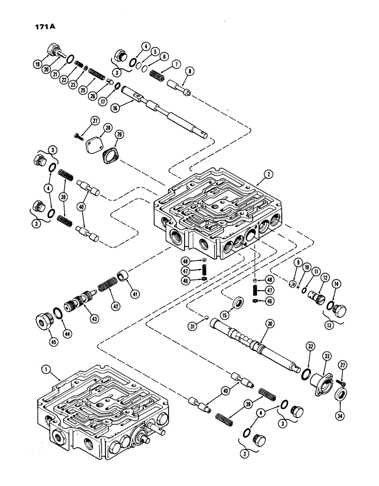 Схема запчастей Case IH 770 - (171A) - A61984 TRANSMISSION CONTROL VALVE, POWER SHIFT, USED TRANS. SER. NOS. 2359227 TO 2366001 (06) - POWER TRAIN