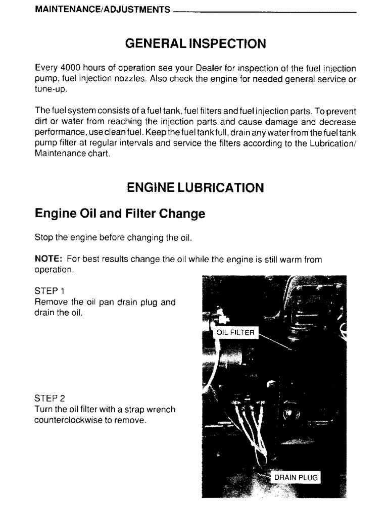 Схема запчастей Case IH 4390 - (029) - MAINTENANCE, ADJUSTMENTS, GENERAL INSPECTION, ENGINE LUBRICATION 