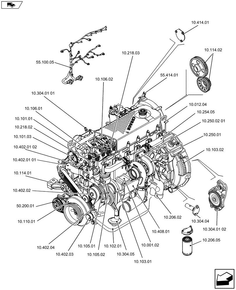 Схема запчастей Case IH F2CFE613T E003 - (10.000.01[01]) - ENGINE (5801468682) (10) - ENGINE