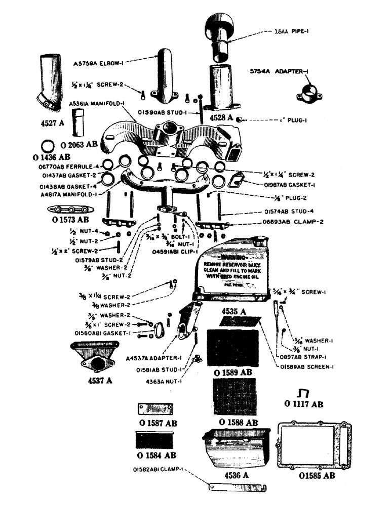 Схема запчастей Case IH LE - (28) - GASOLINE MANIFOLD AND AIR CLEANER, GASOLINE MANIFOLD 