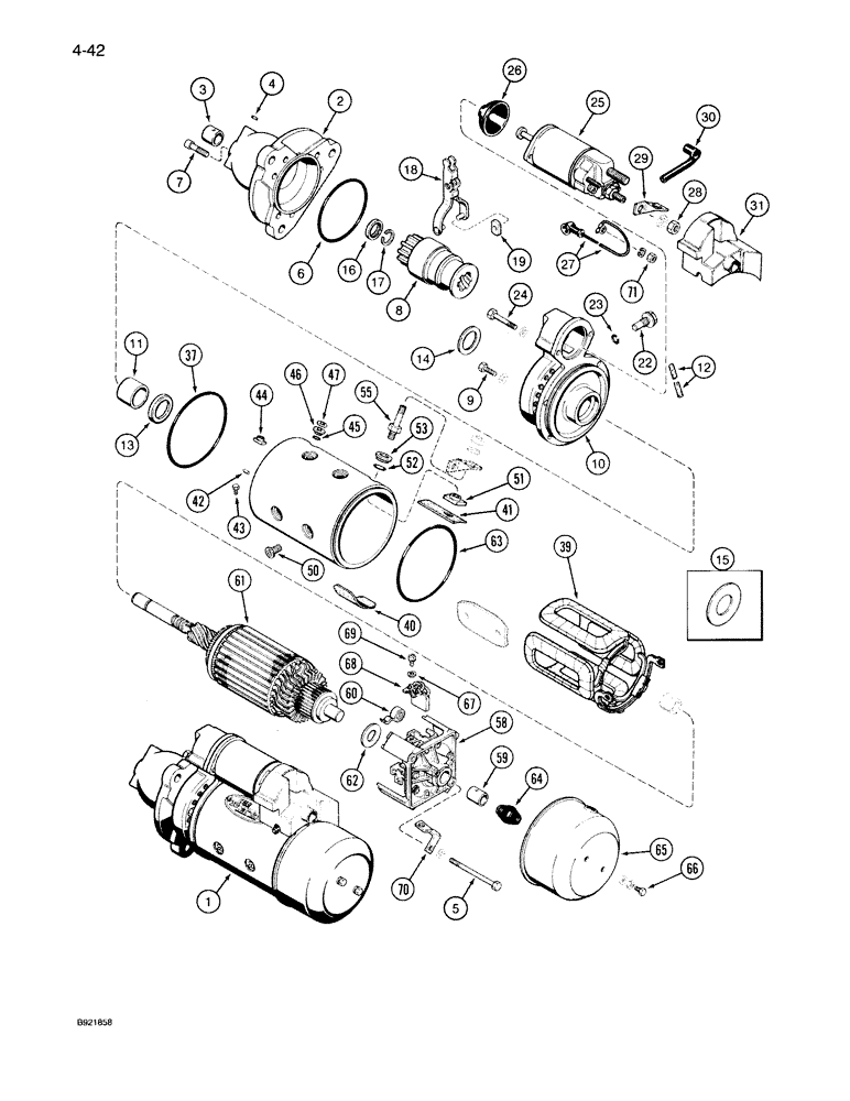 Схема запчастей Case IH 7130 - (4-042) - STARTER ASSEMBLY, 91902C2 (04) - ELECTRICAL SYSTEMS