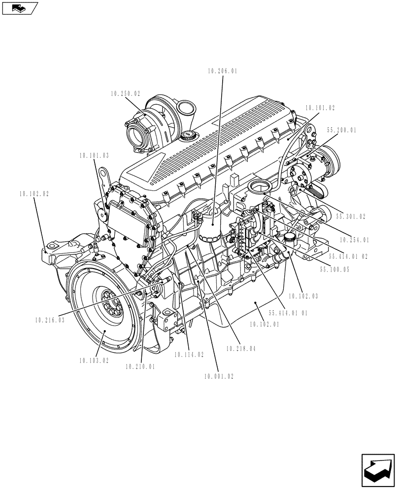 Схема запчастей Case IH F3BFE613A A001 - (10.000.01[02]) - ENGINE (504381489) (10) - ENGINE