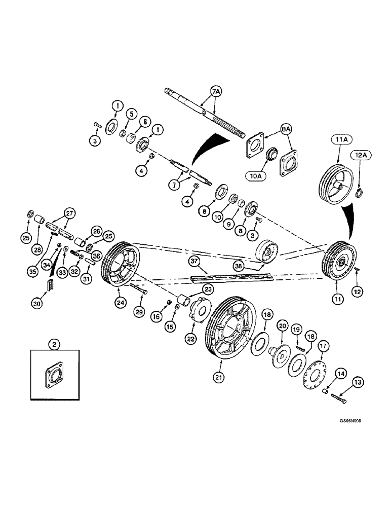 Схема запчастей Case IH 2166 - (9A-26) - FEEDER, JACKSHAFT DRIVE, PRIOR TO COMBINE P.I.N. JJC0182025 (13) - FEEDER