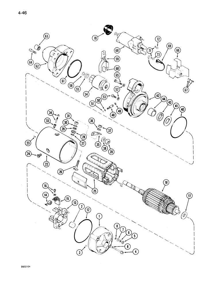 Схема запчастей Case IH 7130 - (4-046) - STARTER ASSEMBLY, A187728 (04) - ELECTRICAL SYSTEMS