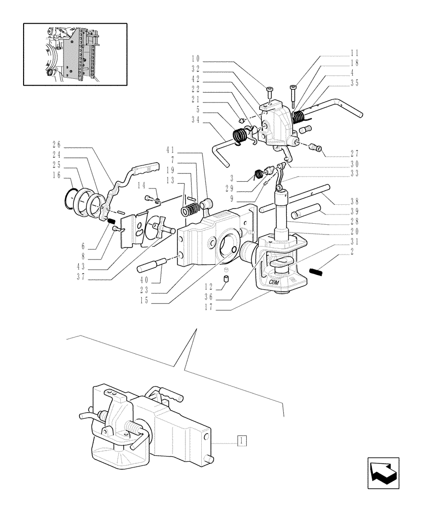 Схема запчастей Case IH JX1095C - (1.89.3/01A) - SWIVEL HOOK FOR EEC, VERTICAL ADJUST SLIDING (GERMANY) - PARTS W/CAB - C5625 (09) - IMPLEMENT LIFT