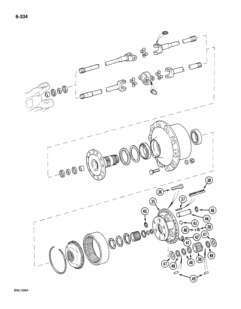 Схема запчастей Case IH 585 - (5-334[JDS]) - WHEEL HUB AND DRIVE, FRONT, 4WD PRIOR TO P.I.N. 18001, CONTD (05) - STEERING