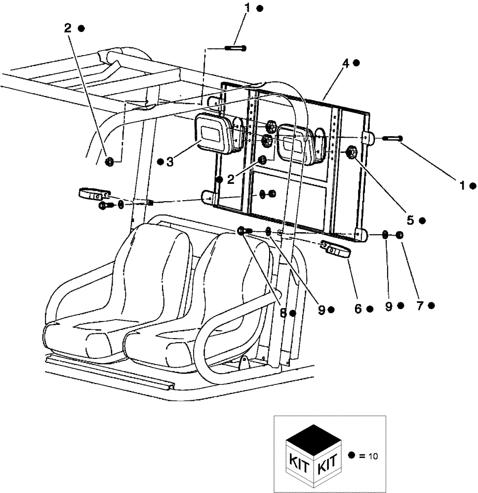 Схема запчастей Case IH SCOUT XL - (88.150.09[01]) - DIA KIT, REAR CARGO CAGE - BLACK HEADREST (88) - ACCESSORIES