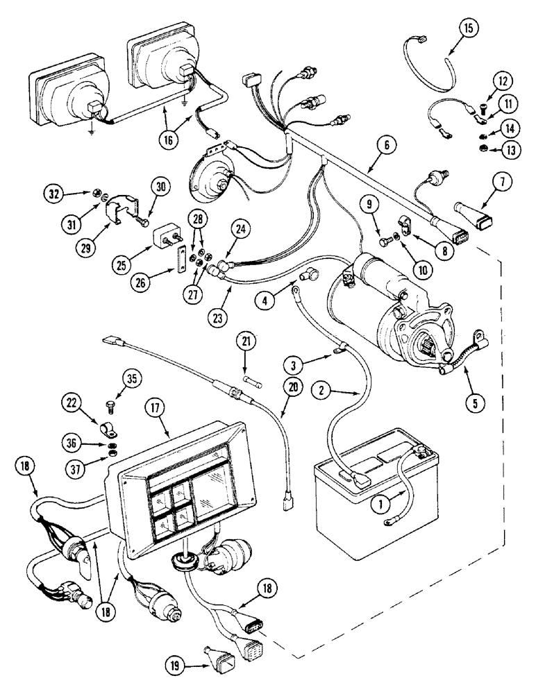 Схема запчастей Case IH 1294 - (4-48) - ELECTRICAL WIRING, CHASSIS - TRACTORS WITH CAB (04) - ELECTRICAL SYSTEMS