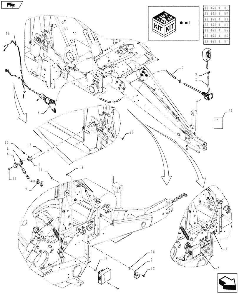 Схема запчастей Case IH RB455A - (88.068.01[04]) - DIA KIT, STANDARD NET-TWINE ELECTRONICS (88) - ACCESSORIES