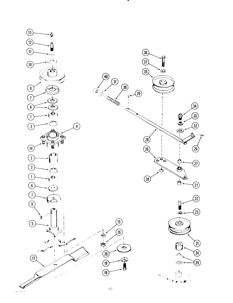 Схема запчастей Case IH 72MS - (50) - PULLEYS, BLADES AND SPINDLES, 275 TRACTOR 