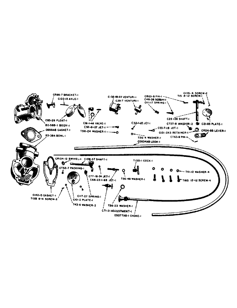 Схема запчастей Case IH D-SERIES - (025) - O4990AB ZENITH CARBURETOR, MODEL NO. 62AJX9 - OUTLINE NO. (03) - FUEL SYSTEM