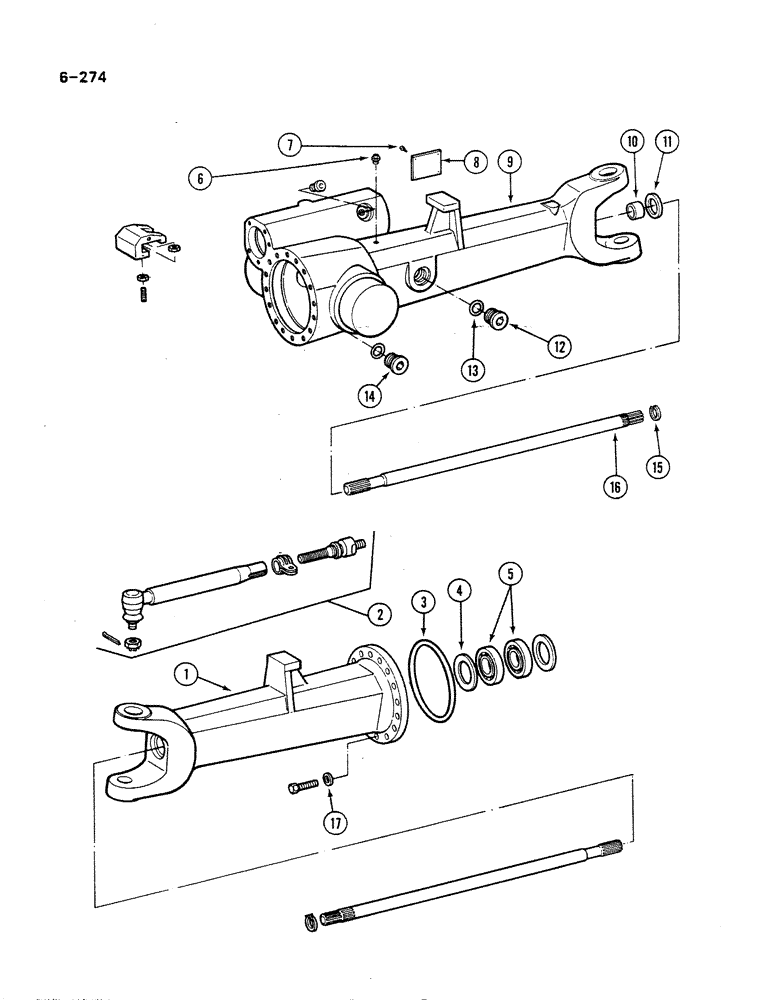 Схема запчастей Case IH 485 - (6-274) - AXLE HOUSING, 4 WHEEL DRIVE, MFD AXLES APL-330 AND APL-325, P.I.N. 18001 AND AFTER (06) - POWER TRAIN