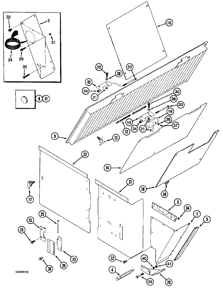 Схема запчастей Case IH 2055 - (9F-10) - SIDE SCREENS AND DOORS (12) - CHASSIS