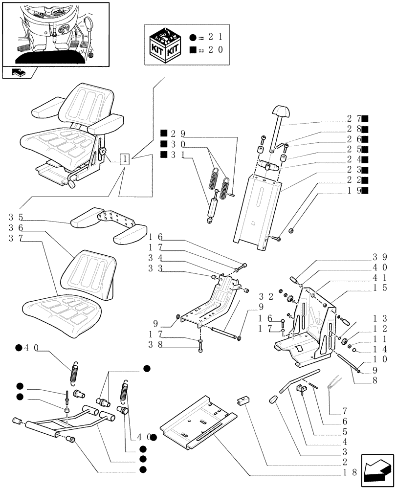 Схема запчастей Case IH FARMALL 80 - (1.92.85/ A) - SEAT - BREAKDOWN (10) - OPERATORS PLATFORM/CAB
