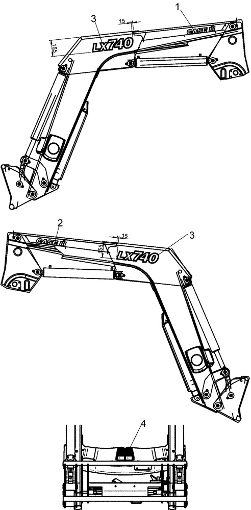 Схема запчастей Case IH LX740 - (90.108.AB[10]) - MODEL DECAL - NSL (90) - PLATFORM, CAB, BODYWORK AND DECALS