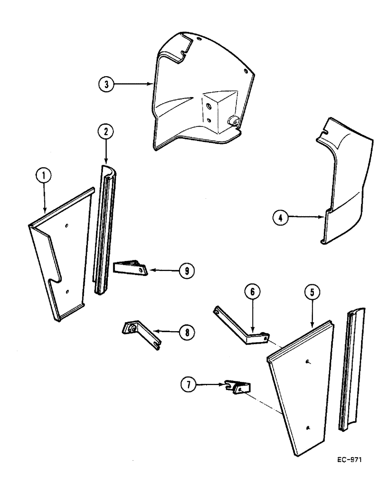 Схема запчастей Case IH 685 - (9-690) - INSTRUMENT PANEL SIDE HOUSING, VERSION WITH CAB (09) - CHASSIS/ATTACHMENTS