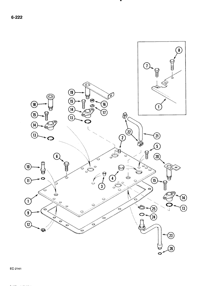 Схема запчастей Case IH 885 - (6-222) - CLUTCH HOUSING TOP COVER, WITHOUT CAB (06) - POWER TRAIN