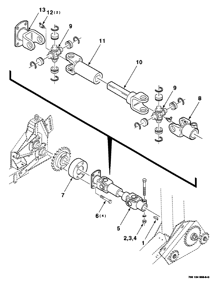 Схема запчастей Case IH 8830 - (9-044) - HAY CONDITIONER U-JOINT ASSEMBLY (58) - ATTACHMENTS/HEADERS