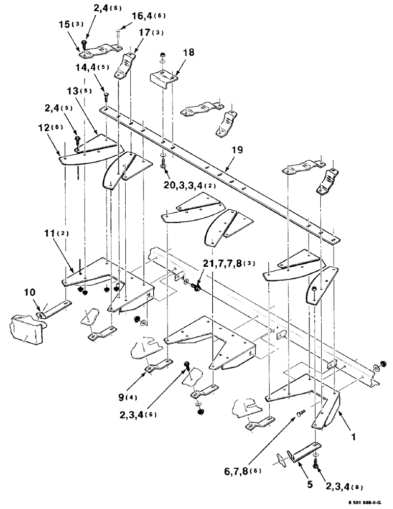 Схема запчастей Case IH 8750 - (6-2) - KNIFE MOUNTING ASSEMBLY (58) - ATTACHMENTS/HEADERS