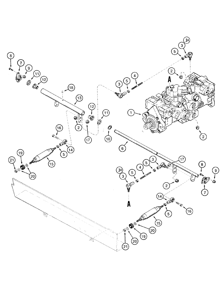 Схема запчастей Case IH 1835C - (6-20) - TANDEM PUMP LINKAGE, P.I.N. JAF0037682 AND AFTER (06) - POWER TRAIN