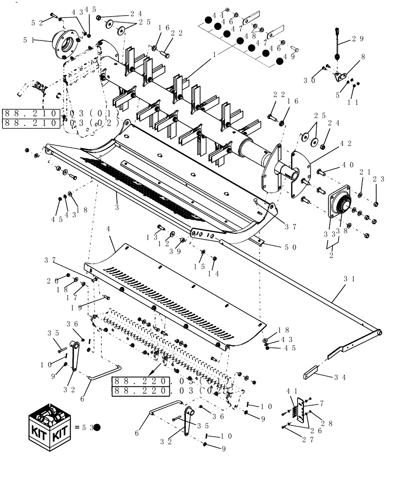 Схема запчастей Case IH 8010 - (88.210.12[02]) - STRAW CHOPPER, FLAIL, EU ONLY - PIN HAJ202001 & AFTER - 7010/8010 (88) - ACCESSORIES