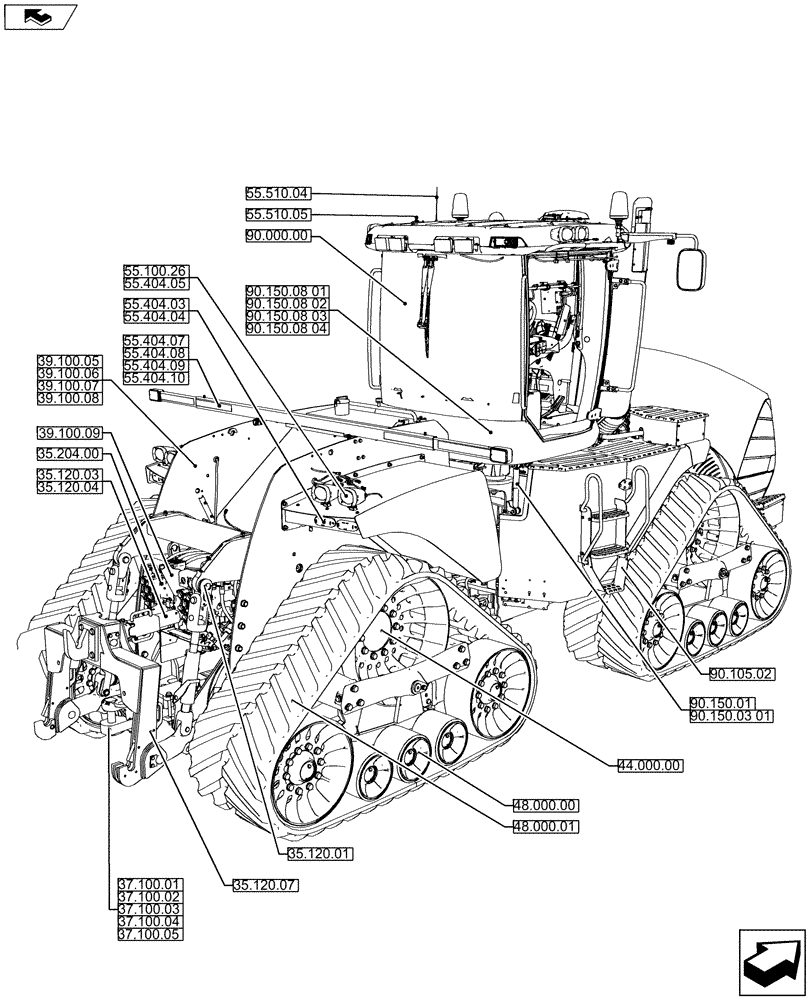 Схема запчастей Case IH QUADTRAC 600 - (00.000.02) - PICTORIAL INDEX-MAIN-TRACKED-REAR VIEW (00) - GENERAL & PICTORIAL INDEX