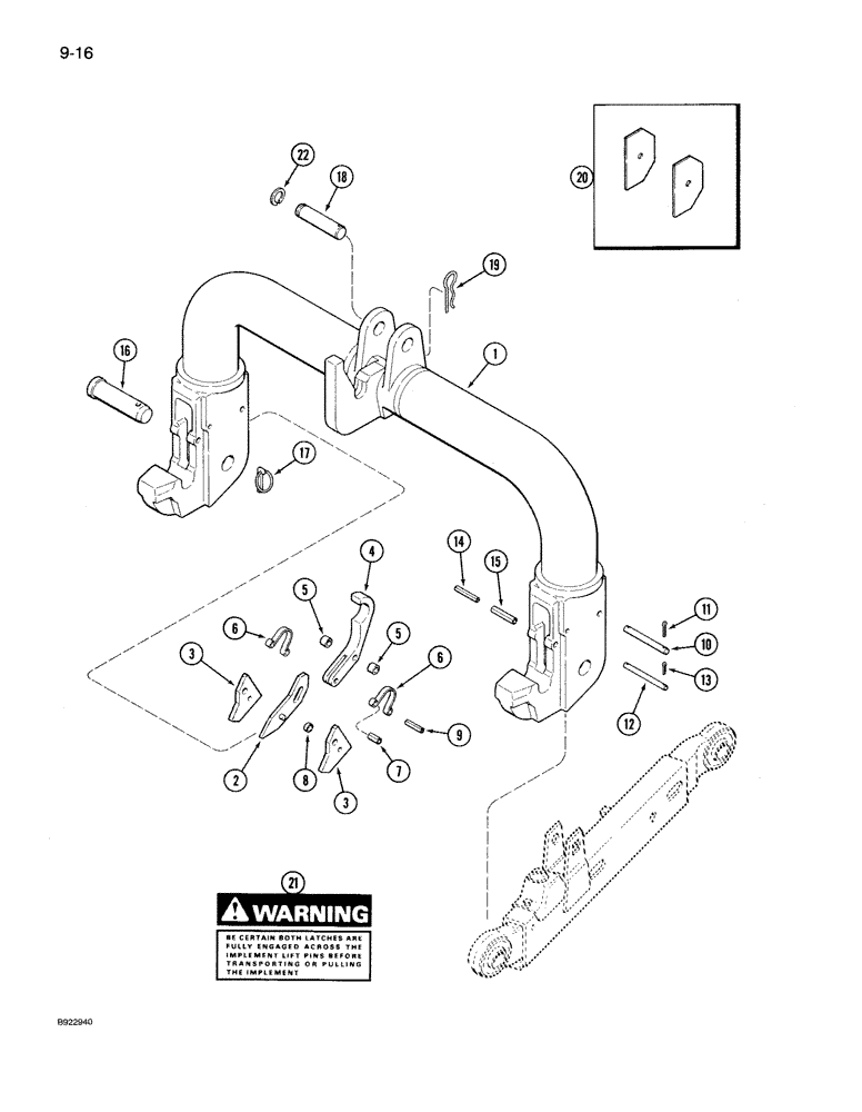 Схема запчастей Case IH 7140 - (9-016) - QUICK HITCH COUPLER, CATEGORY III, IF EQUIPPED, A67166 HITCH COUPLER ATTACHMENT (09) - CHASSIS/ATTACHMENTS